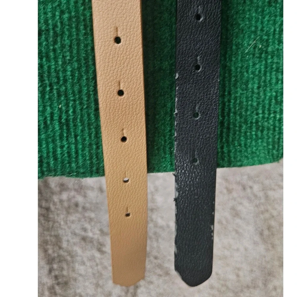 Forever 21 Belts‎ 2-Pack Skinny Black and Tan Double Ring Size S/M New